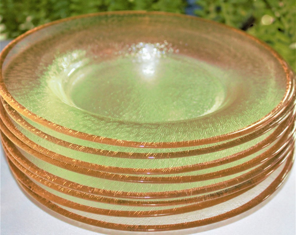 Gold Rim Glass Salad Plates - Elegant Tablescape Set of 6