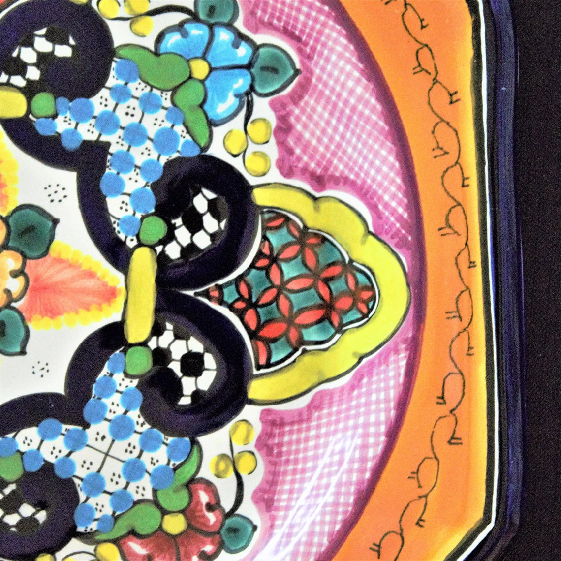 Hand-Painted Talavera Plate: Mexican Ceramic Octagonal Serving Platter