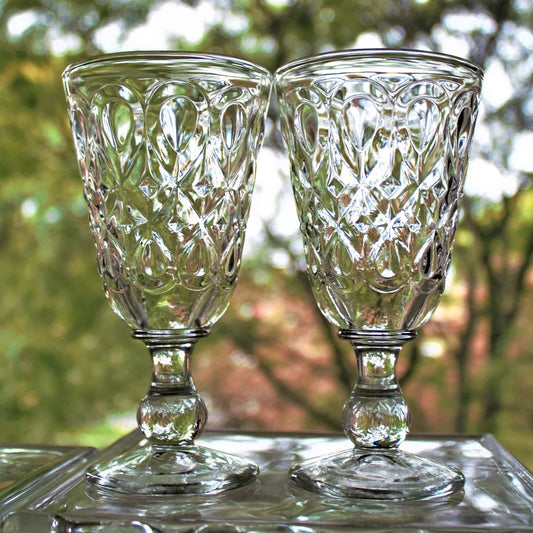 Vintage La Rochere French Goblets: Teardrop Patterned Glass, Set of 2