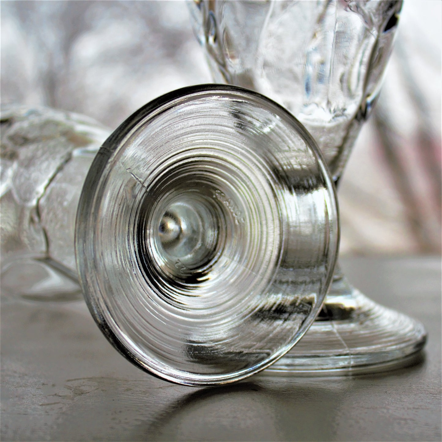 Vintage French Embossed Glass Tumblers - Set of 2 Fruit Motif