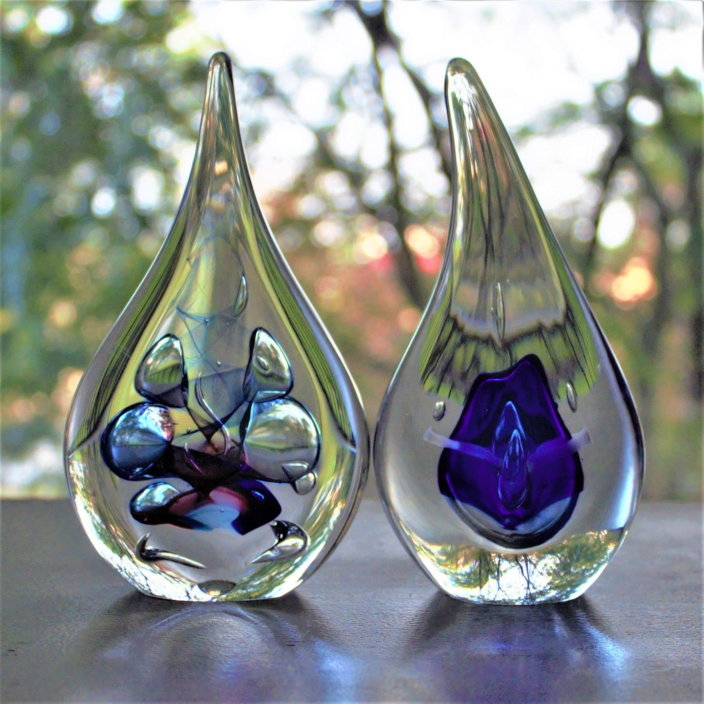 Signed Marian Pyrcak Teardrop Art Glass Sculpture: Sommerso Paperweight