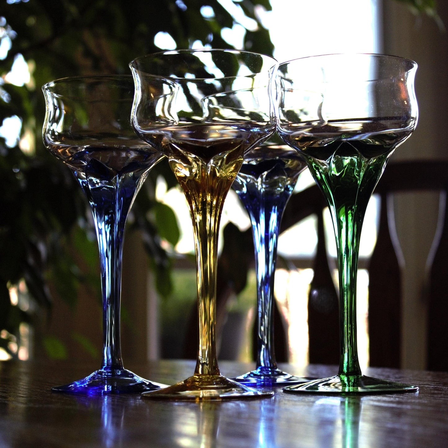 Vintage Italian Coupe Glasses - Jewel Tone Stemware, Set of 4