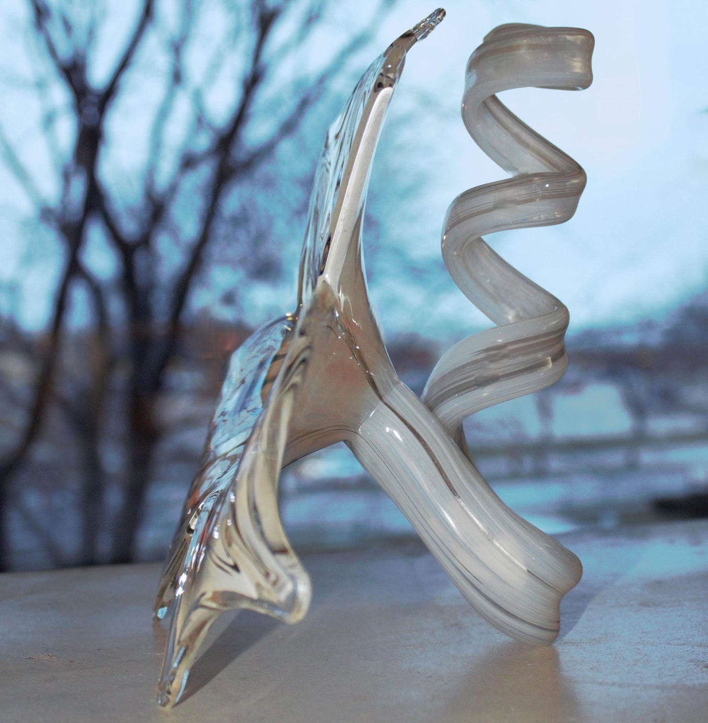 Murano Glass Flower, Large Glass Sculpture, Glass Sculpture, Unique Beige Glass Décor, Home Décor, Handmade Glass Décor, Valentine Gifts