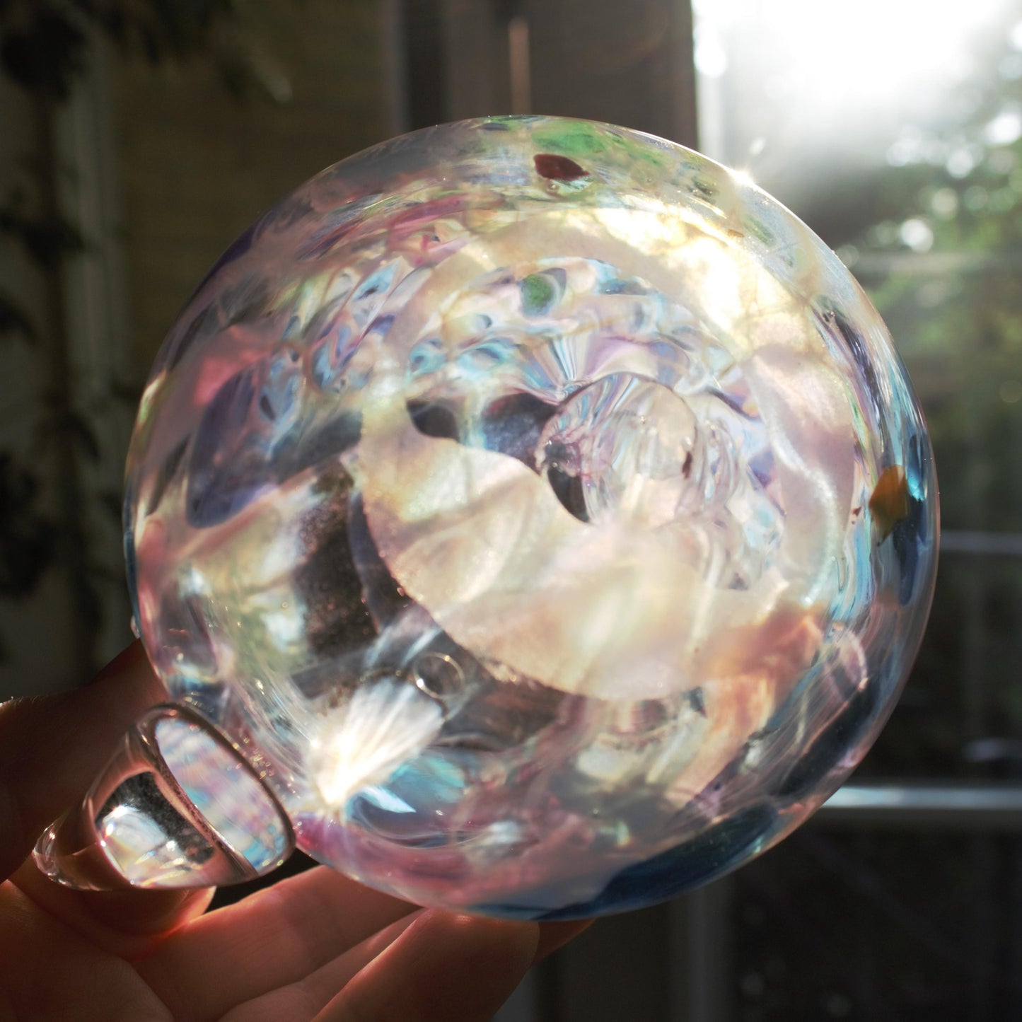 Handblown Glass Pitcher: Swirled Purple, Pink & Teal Vase