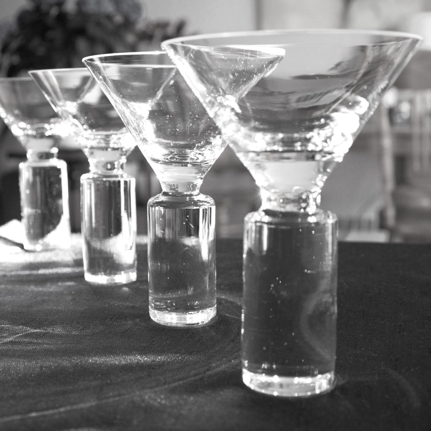 Clear Martini Glasses, Block Stem Glassware Set of 4, unique glassware