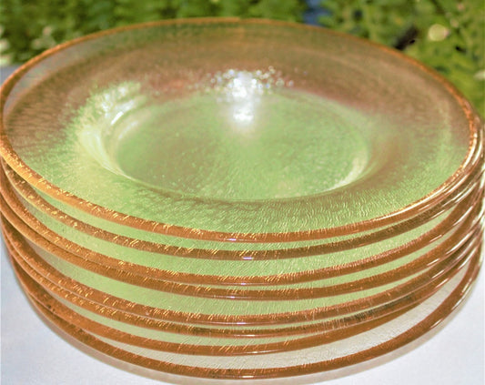 Gold Rim Glass Salad Plates - Elegant Tablescape Set of 6