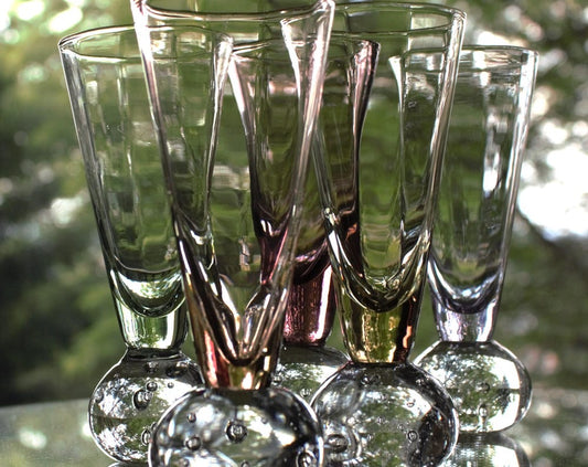 Colorful Shot Glasses Set of 5 - Unique Bubble Ball Base Liqueur Glasses