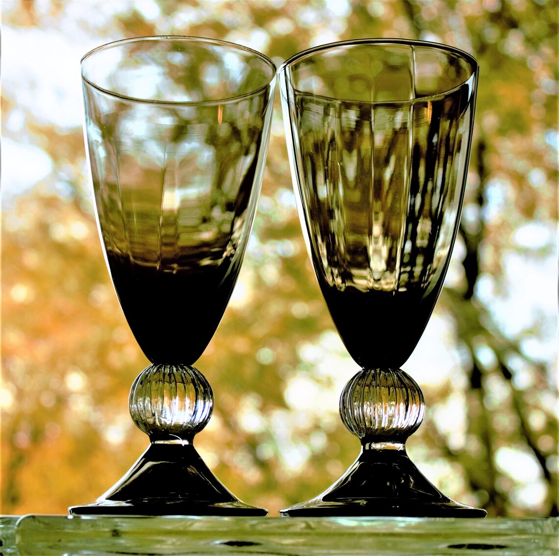 Vintage Smoked Black Optic Cocktail Glasses – Set of 2