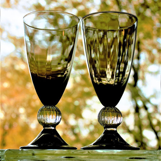 Vintage Smoked Black Optic Cocktail Glasses – Set of 2