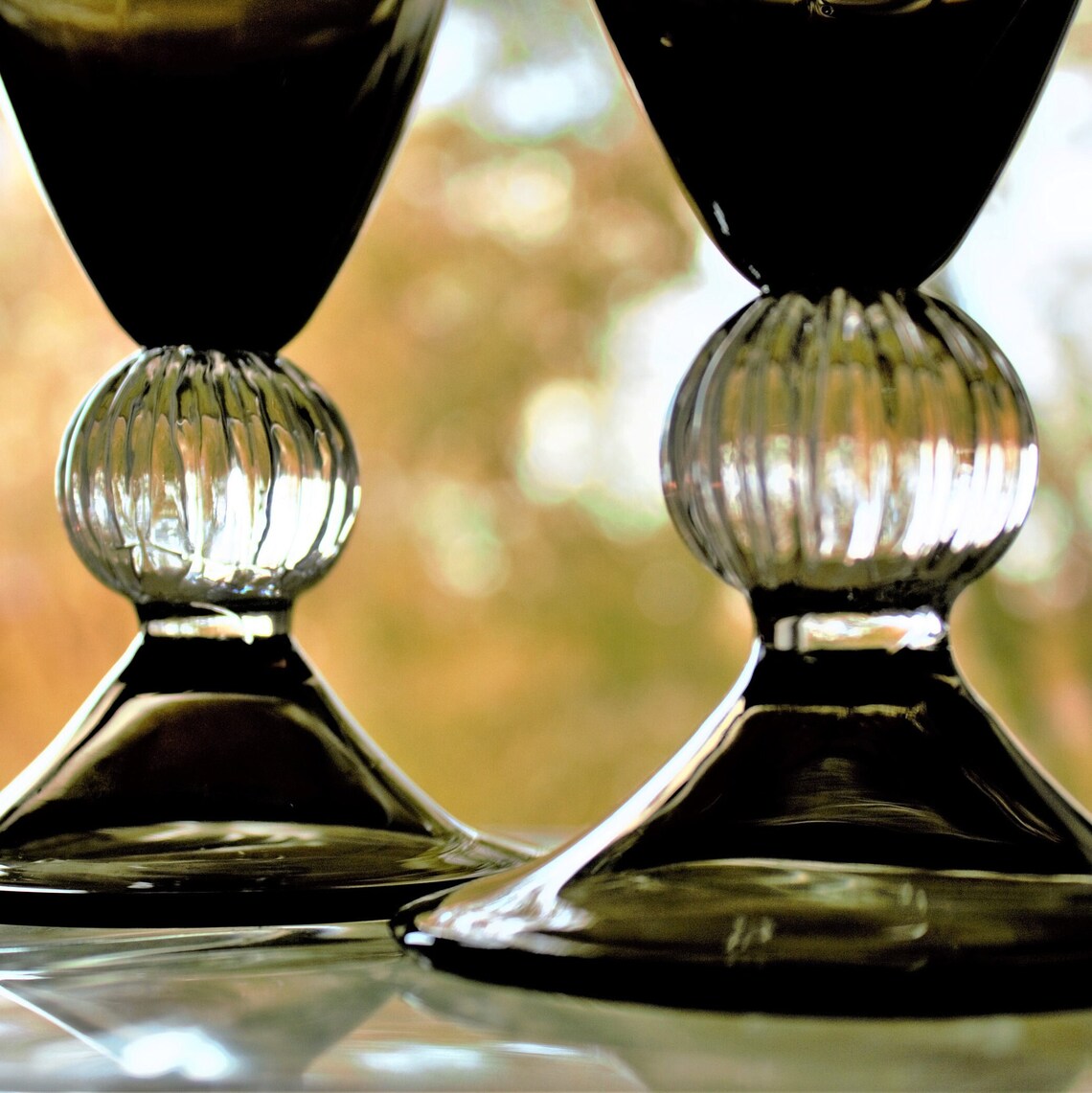 Vintage Smoked Black Optic Cocktail Glasses – Set of 2