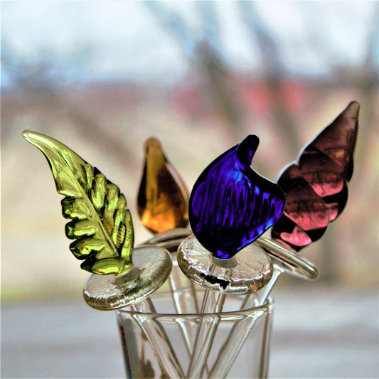 Vintage Italian Glass Swizzle Sticks - Colorful Martini Stirrers, Set of 4