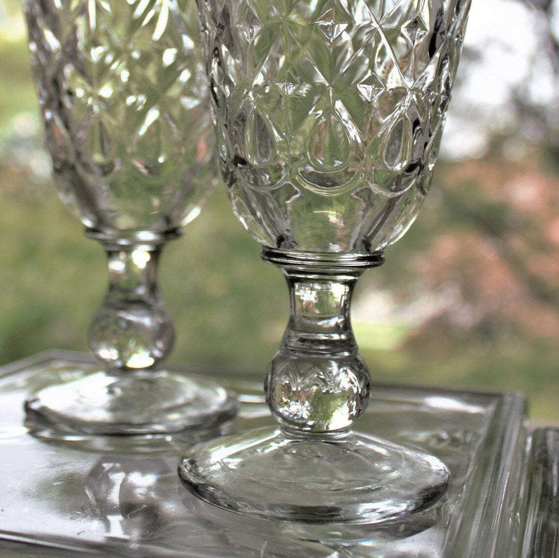 Vintage La Rochère French Cocktail Glasses – Set of 2 Le Lyonnais Crystal-Style Goblets