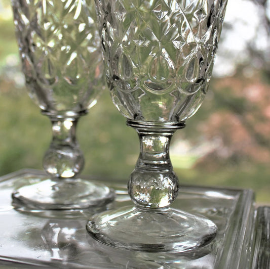 Vintage La Rochere French Goblets: Teardrop Patterned Glass, Set of 2