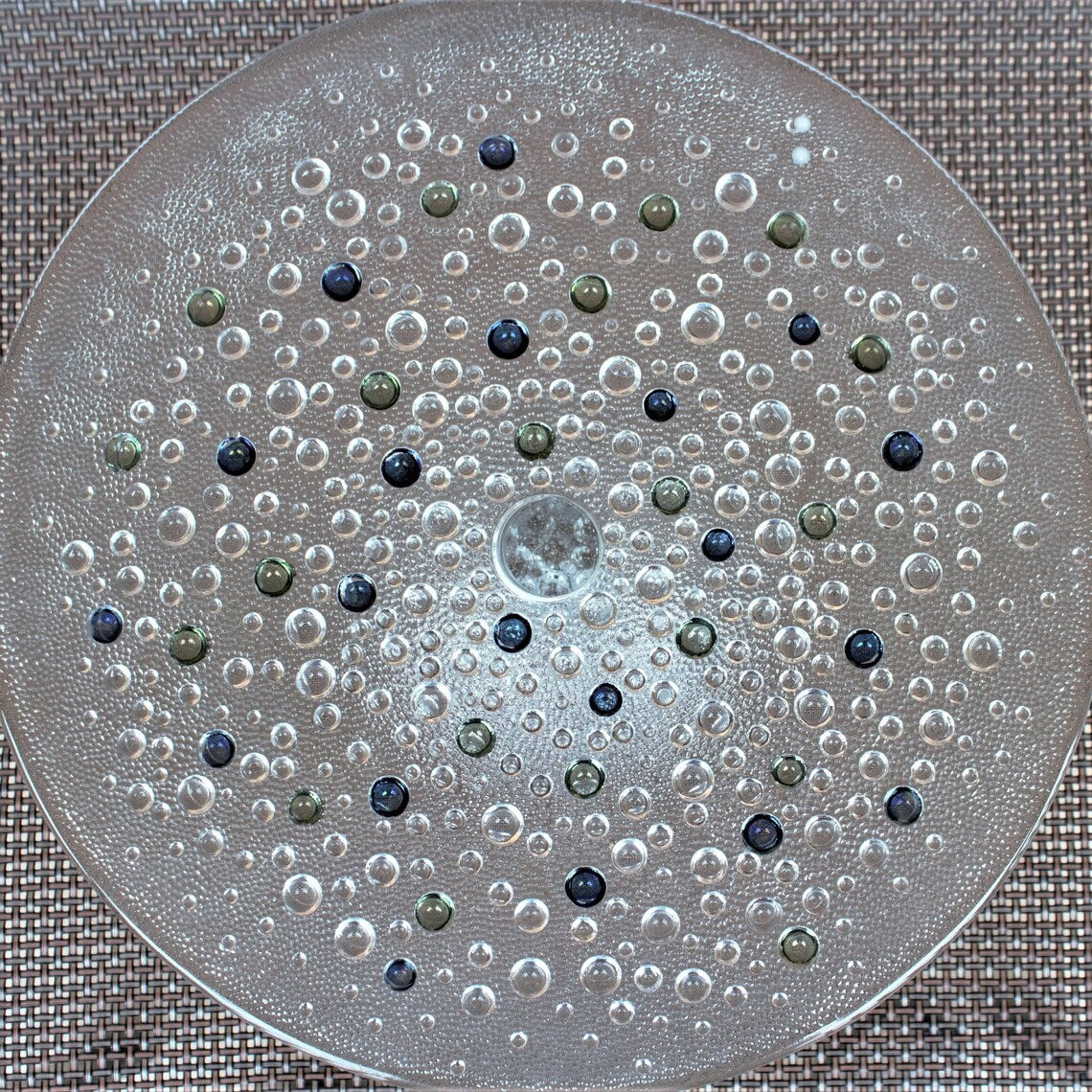 Vintage Jan Sylwester Drost Glass Cake Stand: Asteroid Pattern Dessert Display