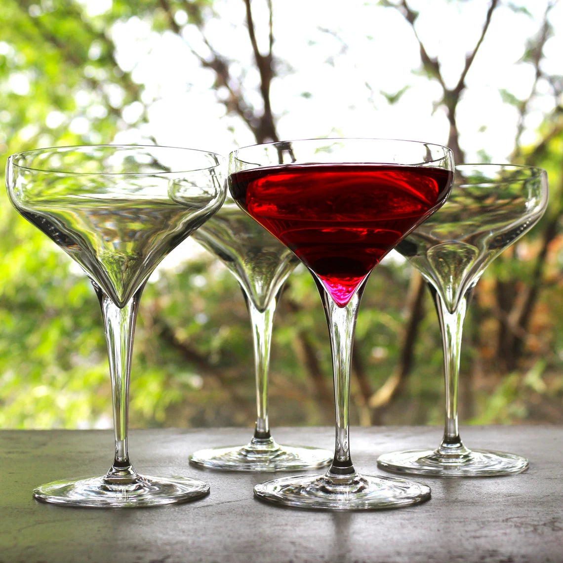 Vintage Martini Glasses - Set of 4 Elegant Clear Cocktail Glasses