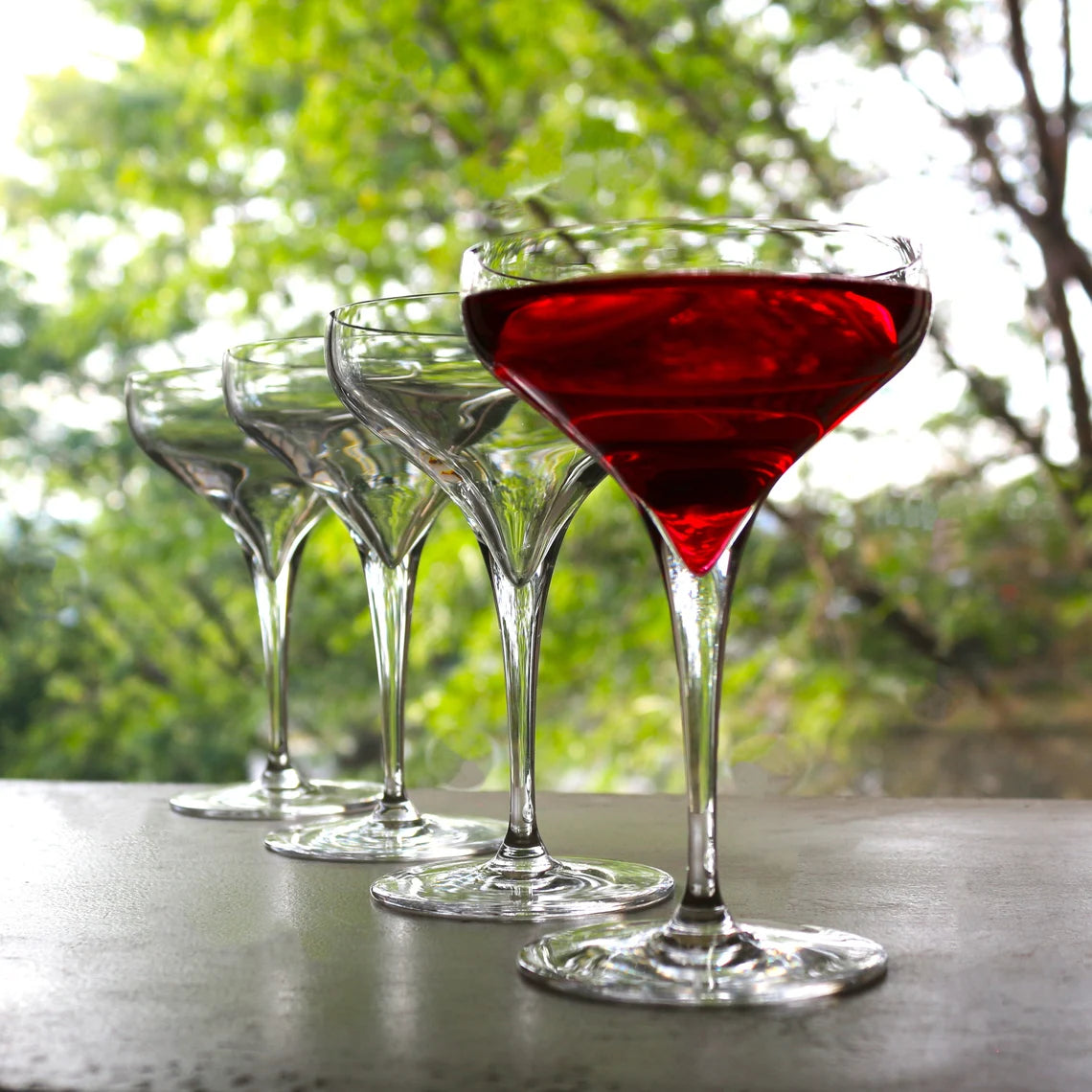 Vintage Martini Glasses - Set of 4 Elegant Clear Cocktail Glasses