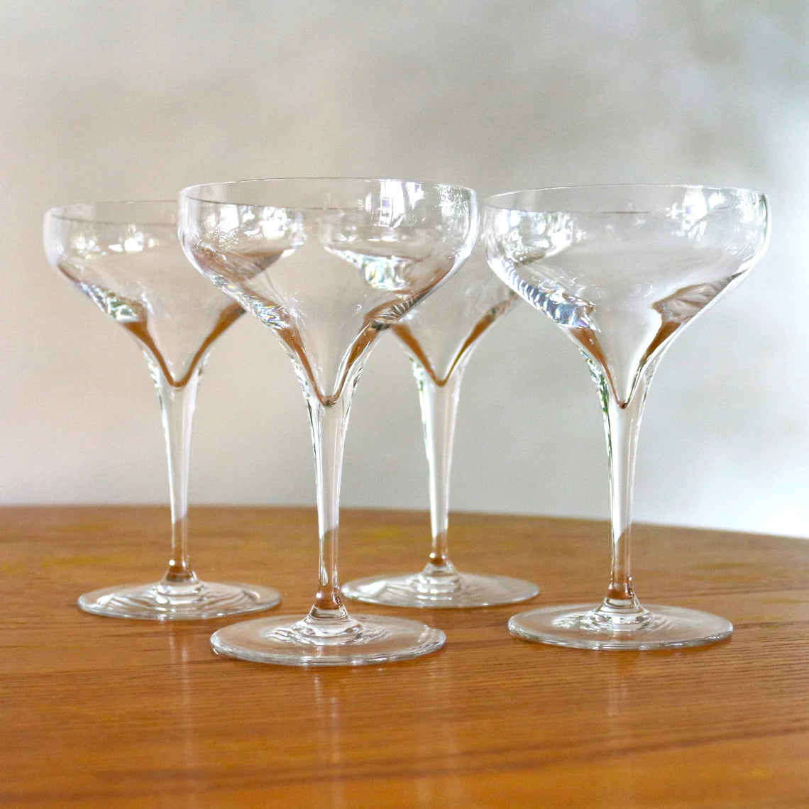 Vintage Martini Glasses - Set of 4 Elegant Clear Cocktail Glasses