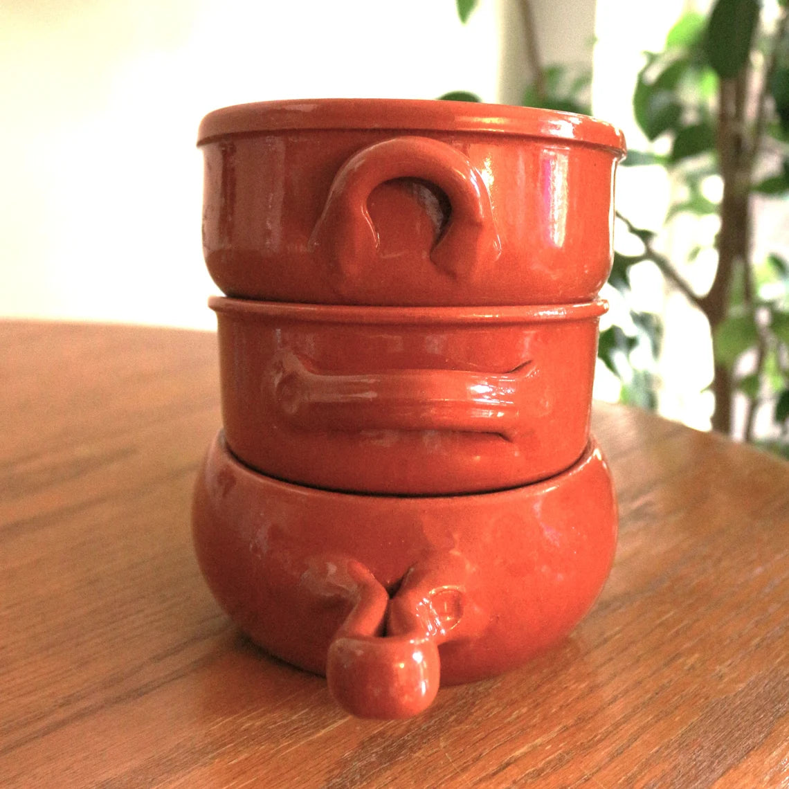 Vintage De Silva Casserole Bowls: Italian Ceramic Bakeware Set of 3, Brown Oven-Proof Dishes