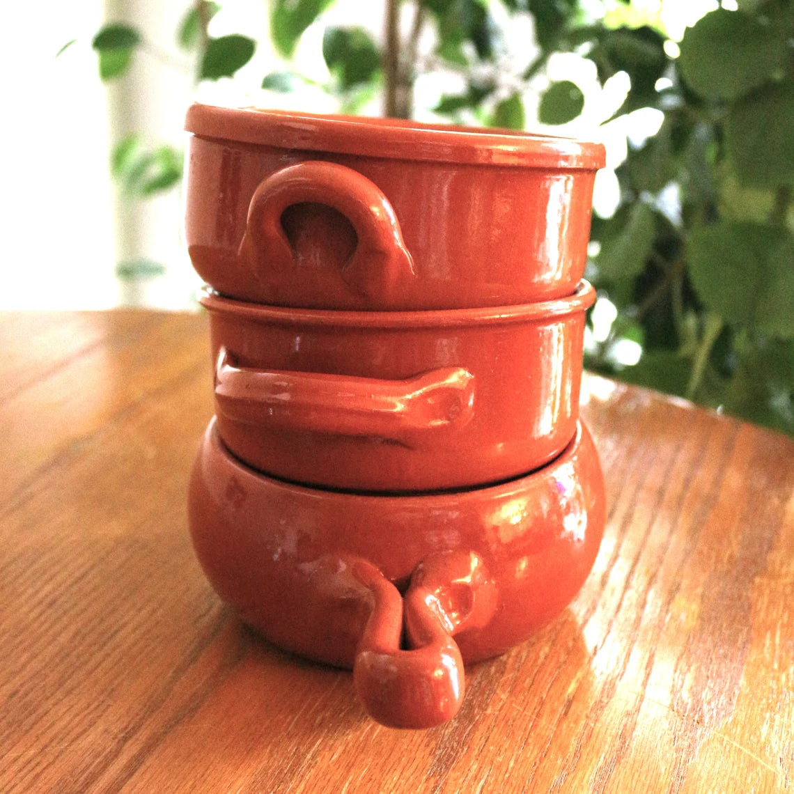 Vintage De Silva Casserole Bowls: Italian Ceramic Bakeware Set of 3, Brown Oven-Proof Dishes