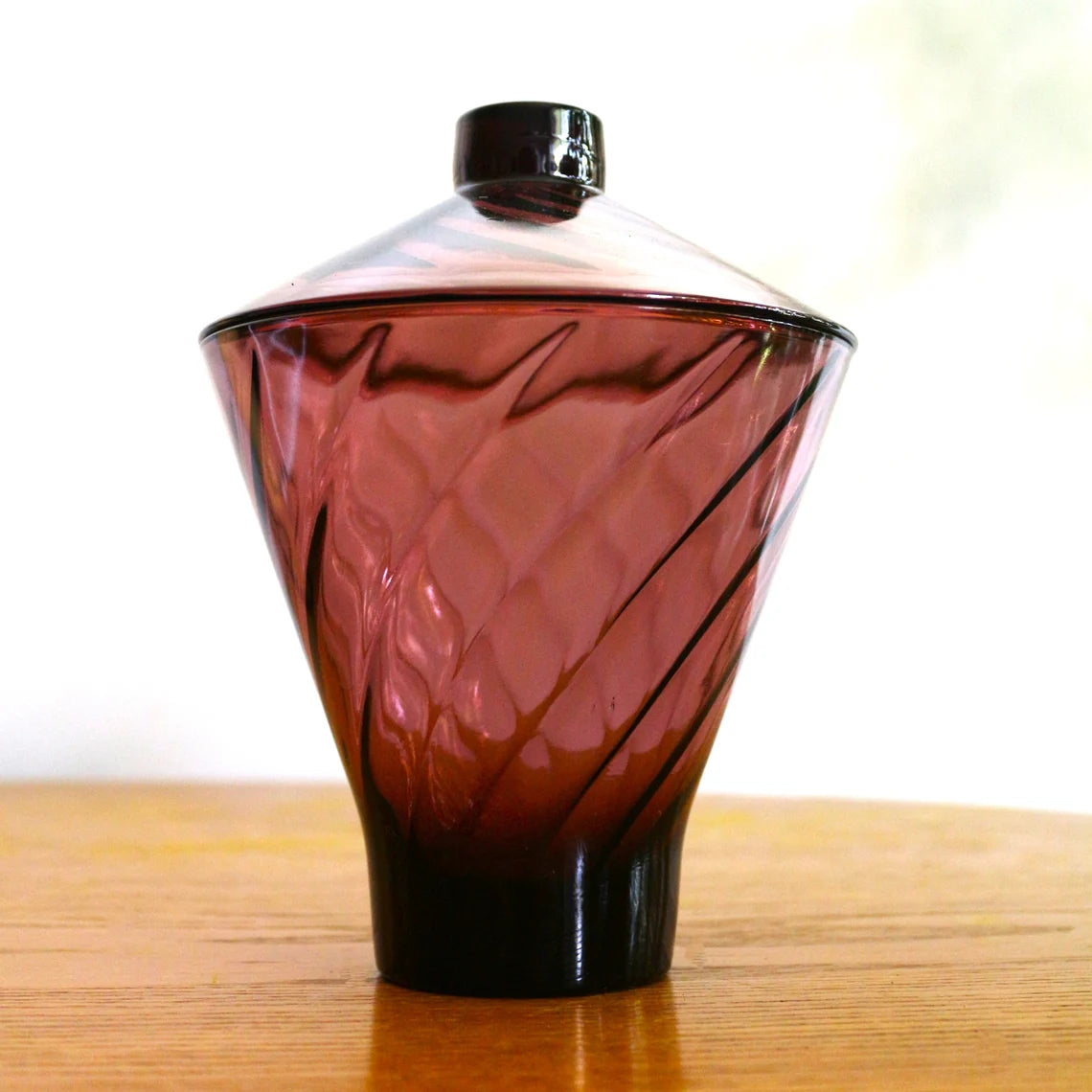 Vintage Amethyst Swirl Barware Set – 6-Piece Purple Rocks Glasses with Matching Ice Bucket