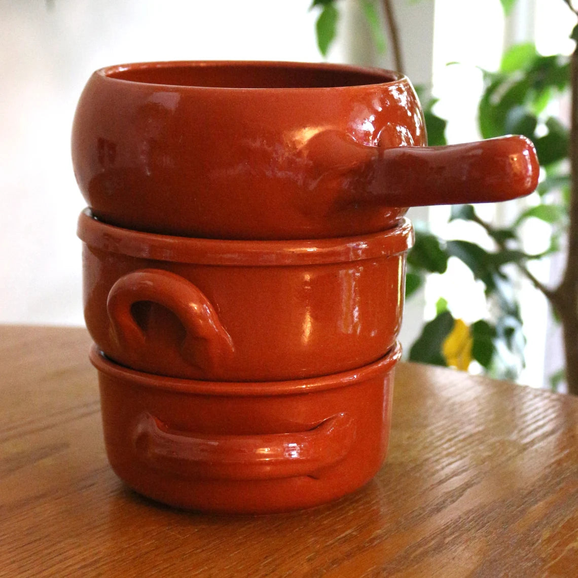 Vintage De Silva Casserole Bowls: Italian Ceramic Bakeware Set of 3, Brown Oven-Proof Dishes
