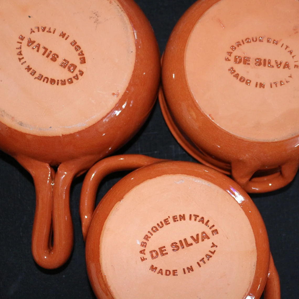 Vintage De Silva Casserole Bowls: Italian Ceramic Bakeware Set of 3, Brown Oven-Proof Dishes