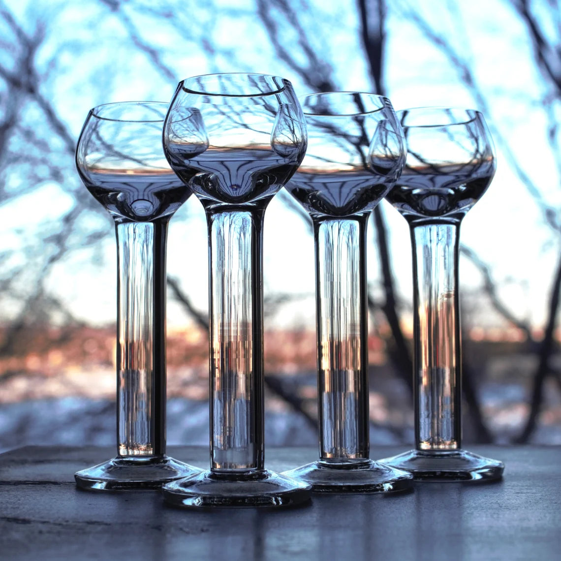 Tall Shot Glasses - Set of 4 - Unique Liqueur Sipping Glasses
