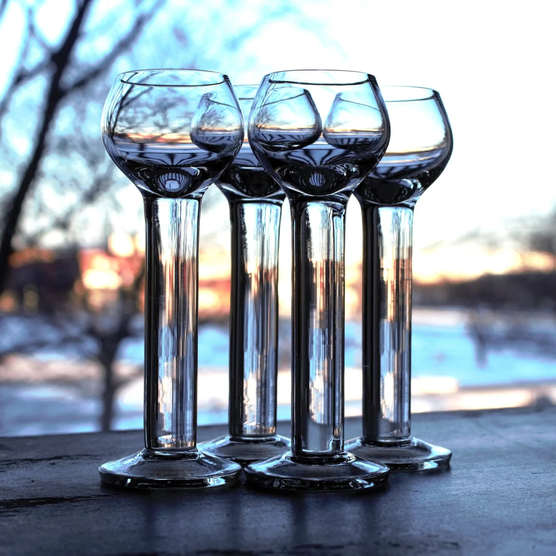 Tall Shot Glasses - Set of 4 - Unique Liqueur Sipping Glasses