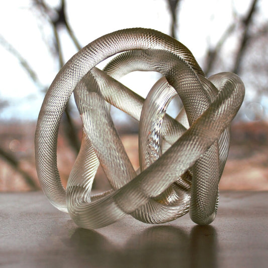 Hand-Blown Clear Art Glass Knot Sculpture