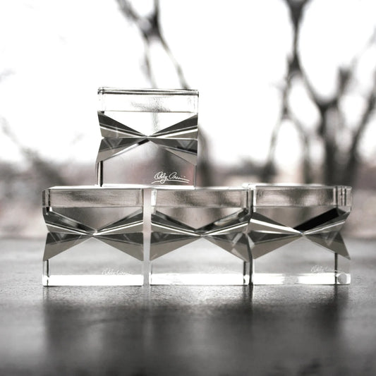Oleg Cassini Crystal Place Card Holders - Signed Table Decor, Set of 4