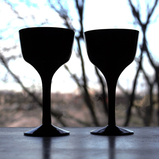 Matte Black Cordial Glasses - Gothic Style Stemware - Set of 2