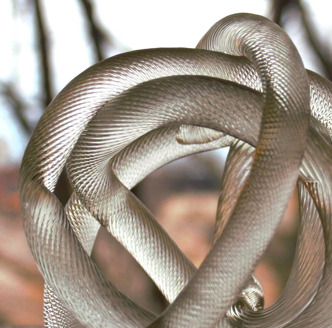 Hand-Blown Clear Art Glass Knot Sculpture