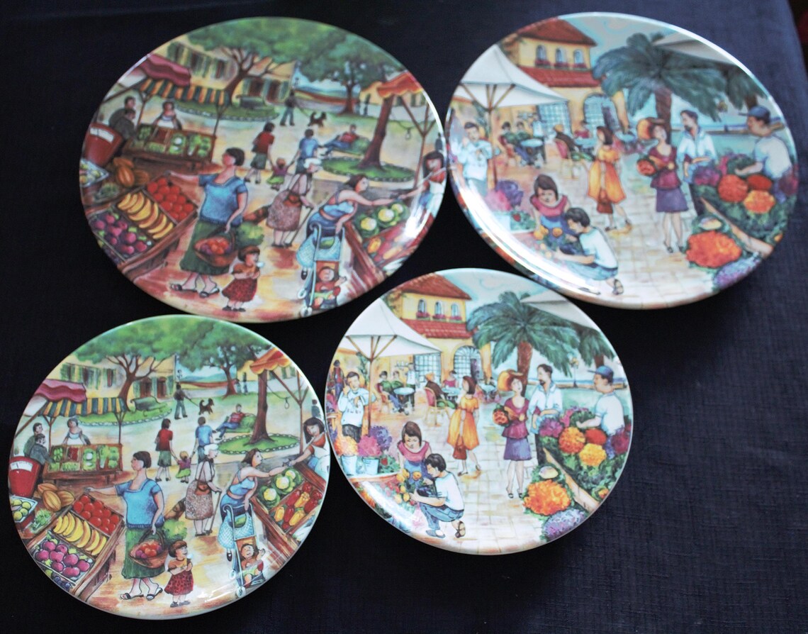 Italian Plates, 4 Brunelli Plates, Made in Italy Plates, Italian Appetizer Plates, Assorted Italian Plates, Unique Home Decor