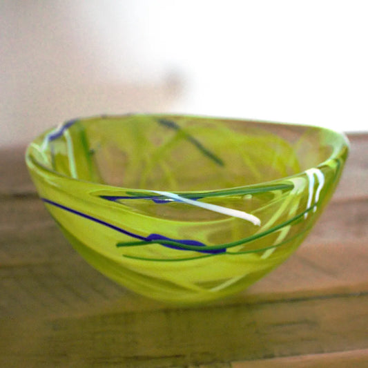 Kosta Boda Art Glass Bowl — Anna Ehrner Swedish Design, Lime Green Veiled Glass
