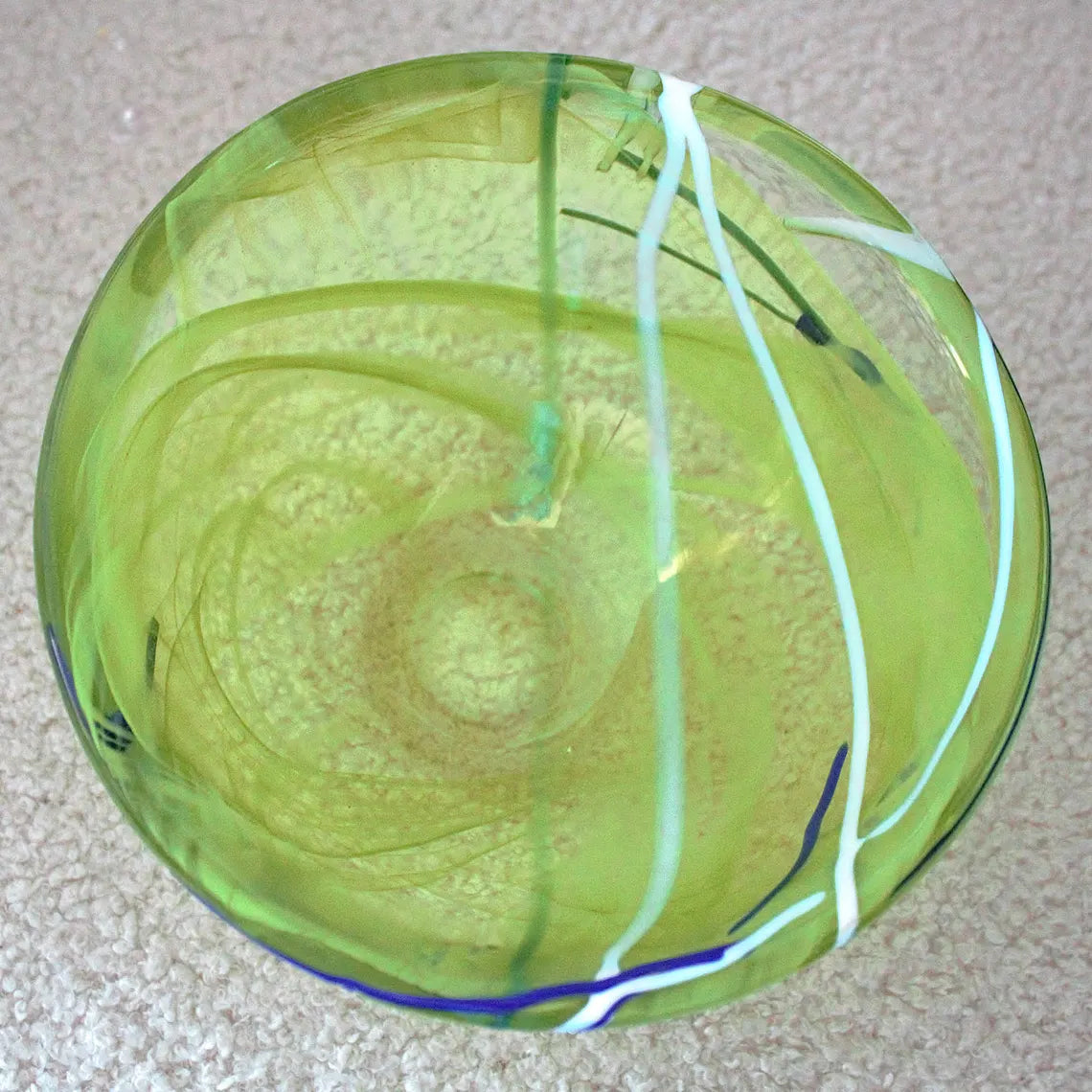 Kosta Boda Art Glass Bowl — Anna Ehrner Swedish Design, Lime Green Veiled Glass