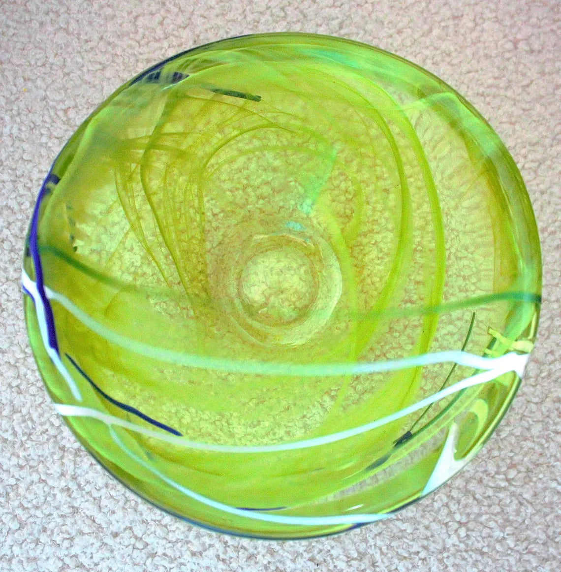 Kosta Boda Art Glass Bowl — Anna Ehrner Swedish Design, Lime Green Veiled Glass
