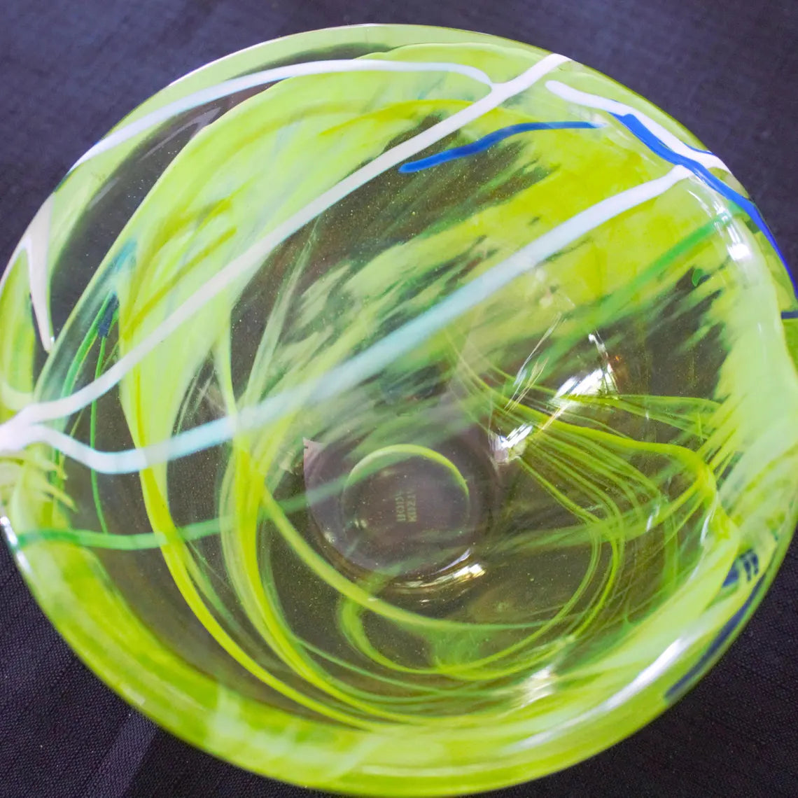 Kosta Boda Art Glass Bowl — Anna Ehrner Swedish Design, Lime Green Veiled Glass