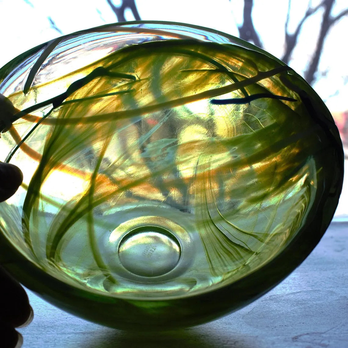 Kosta Boda Art Glass Bowl — Anna Ehrner Swedish Design, Lime Green Veiled Glass