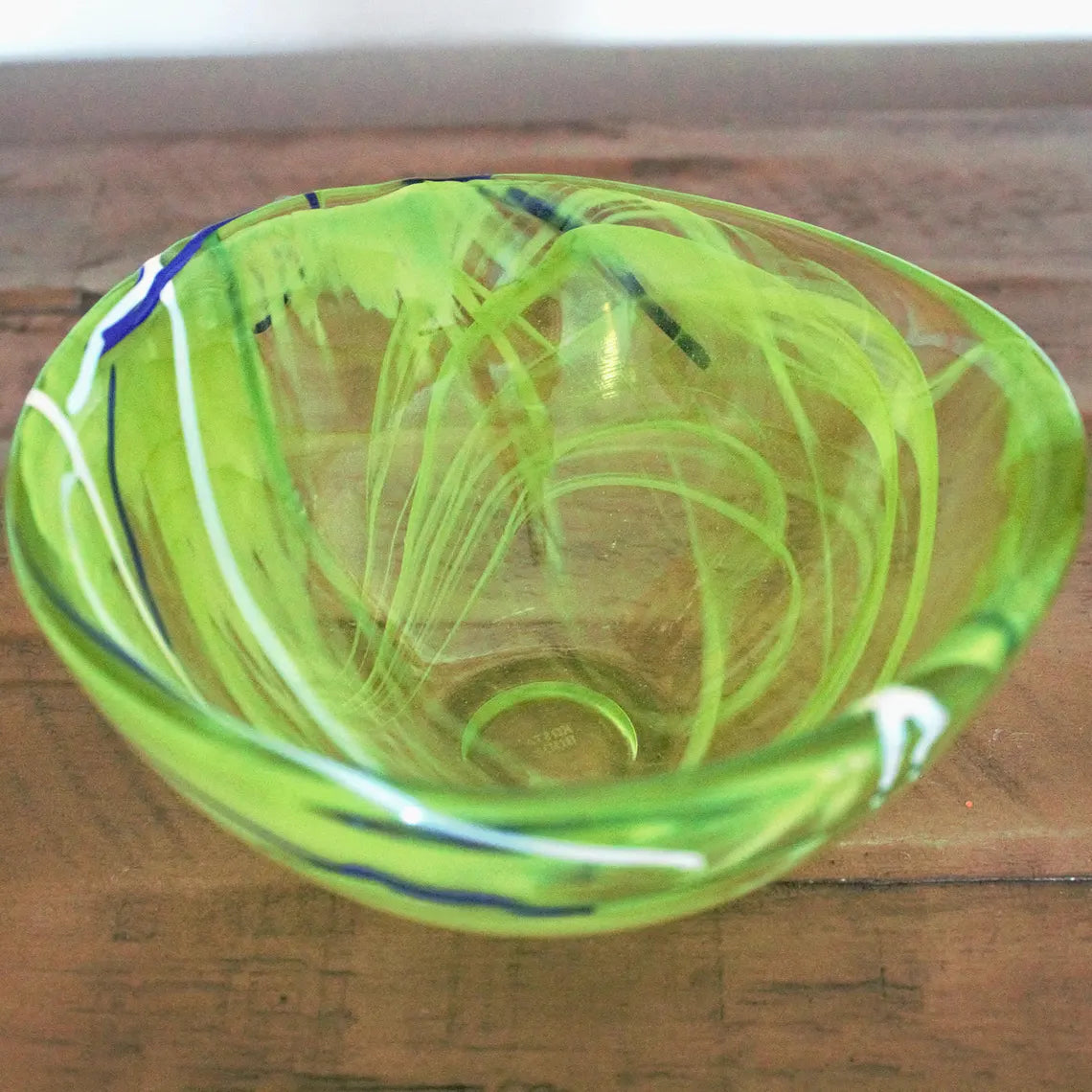 Kosta Boda Art Glass Bowl — Anna Ehrner Swedish Design, Lime Green Veiled Glass