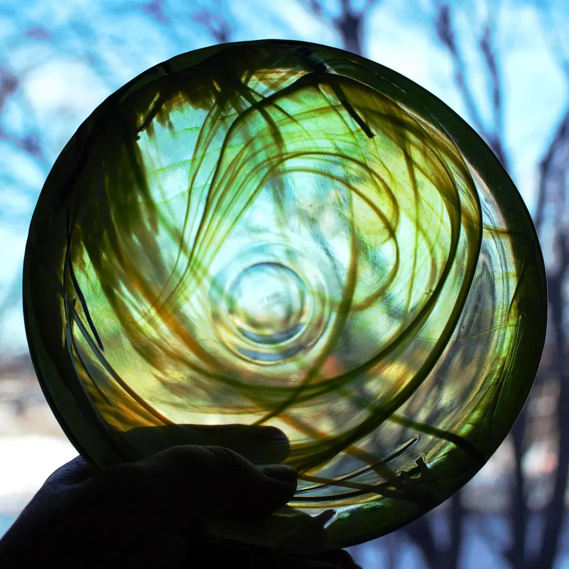 Kosta Boda Art Glass Bowl — Anna Ehrner Swedish Design, Lime Green Veiled Glass