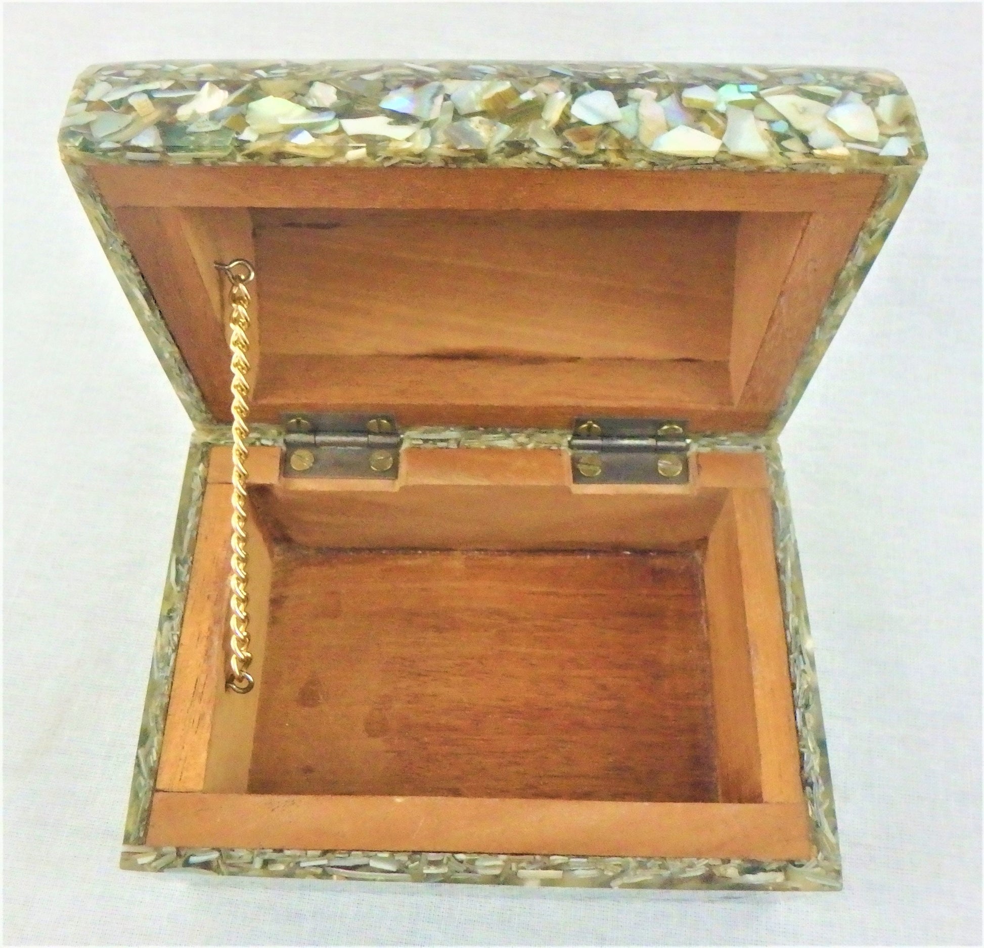 Handmade Abalone Seashell Cedar Jewelry Box: Keepsake Trinket Holder