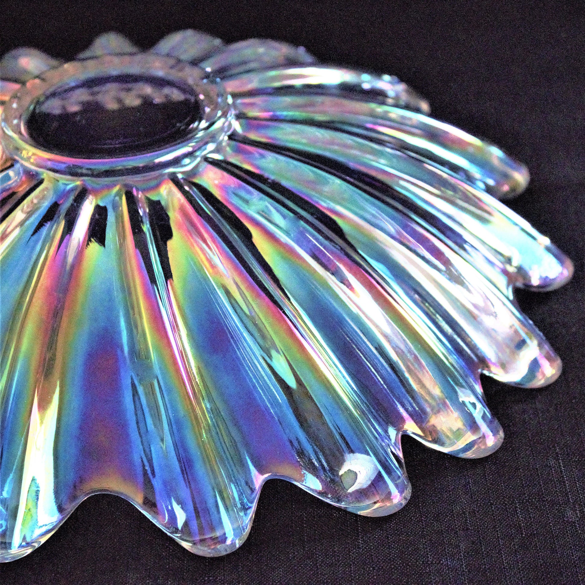 Iridescent Glass Bowls: Vintage Celestial Starburst Serving Set of 2