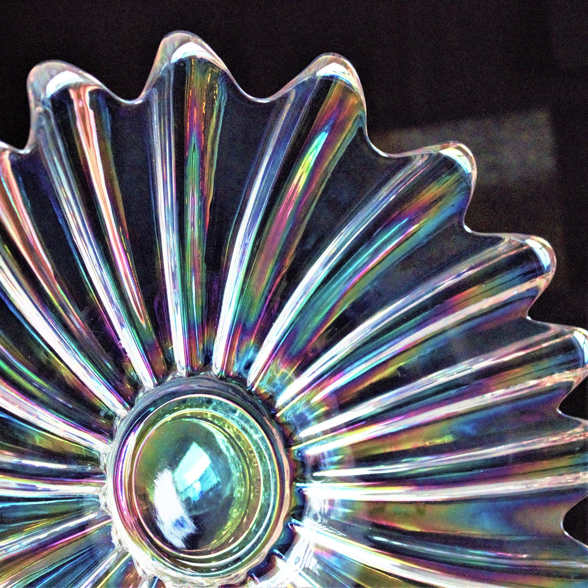 Iridescent Glass Bowls: Vintage Celestial Starburst Serving Set of 2