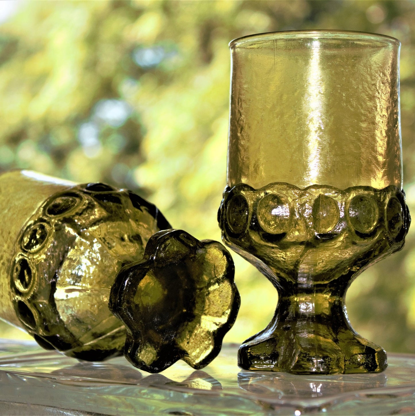 Vintage Tiffin Franciscan Madiera Green Goblets - Set of 2