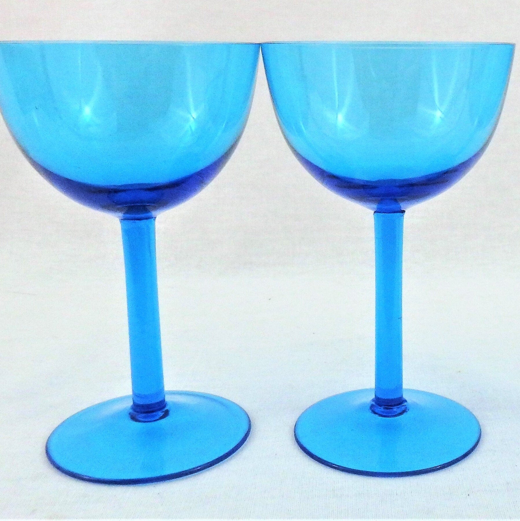 Vintage Capri Blue Coupe Glasses - Elegant Teal Stemware Set of 2