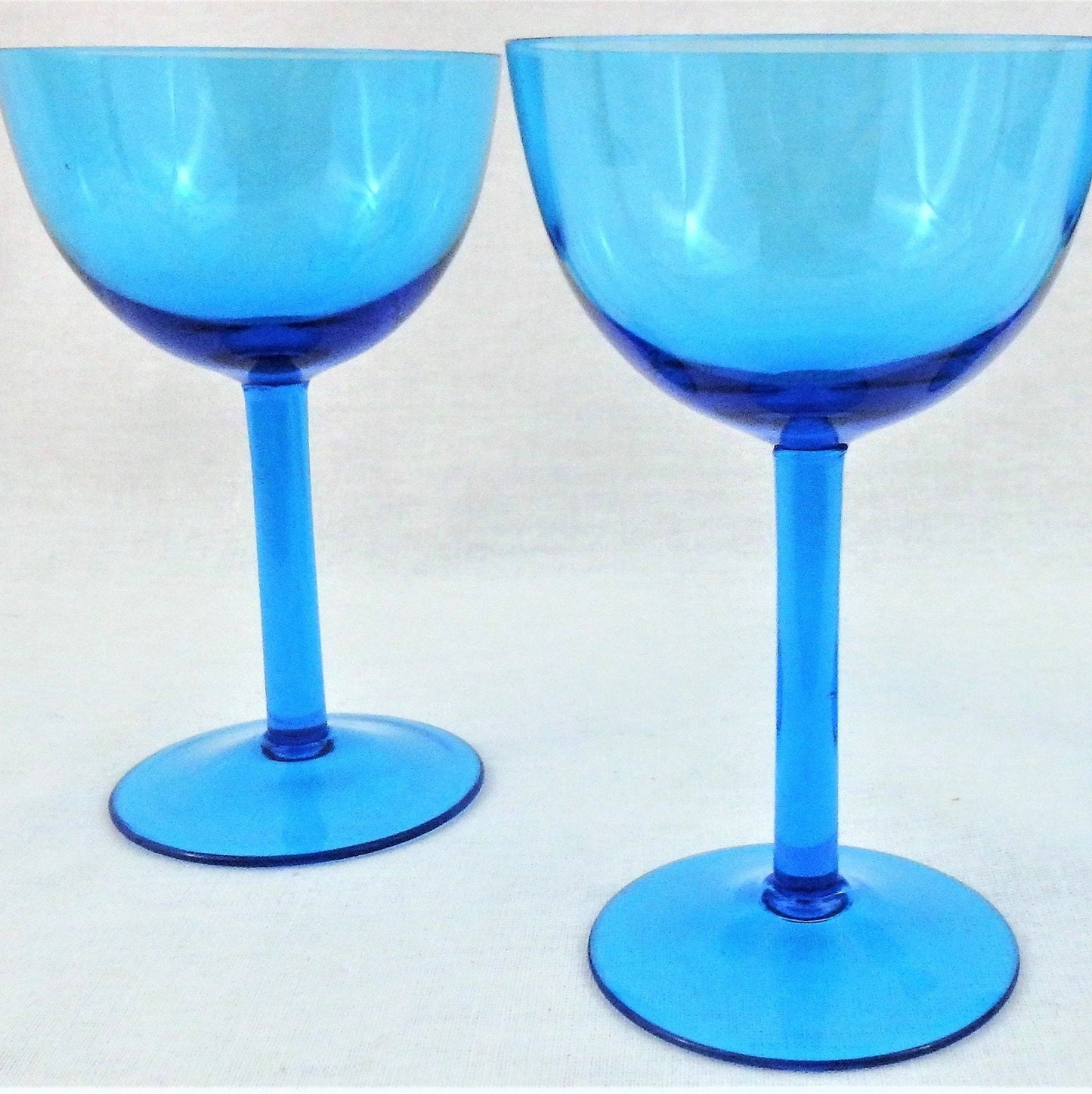 Vintage Capri Blue Coupe Glasses - Elegant Teal Stemware Set of 2
