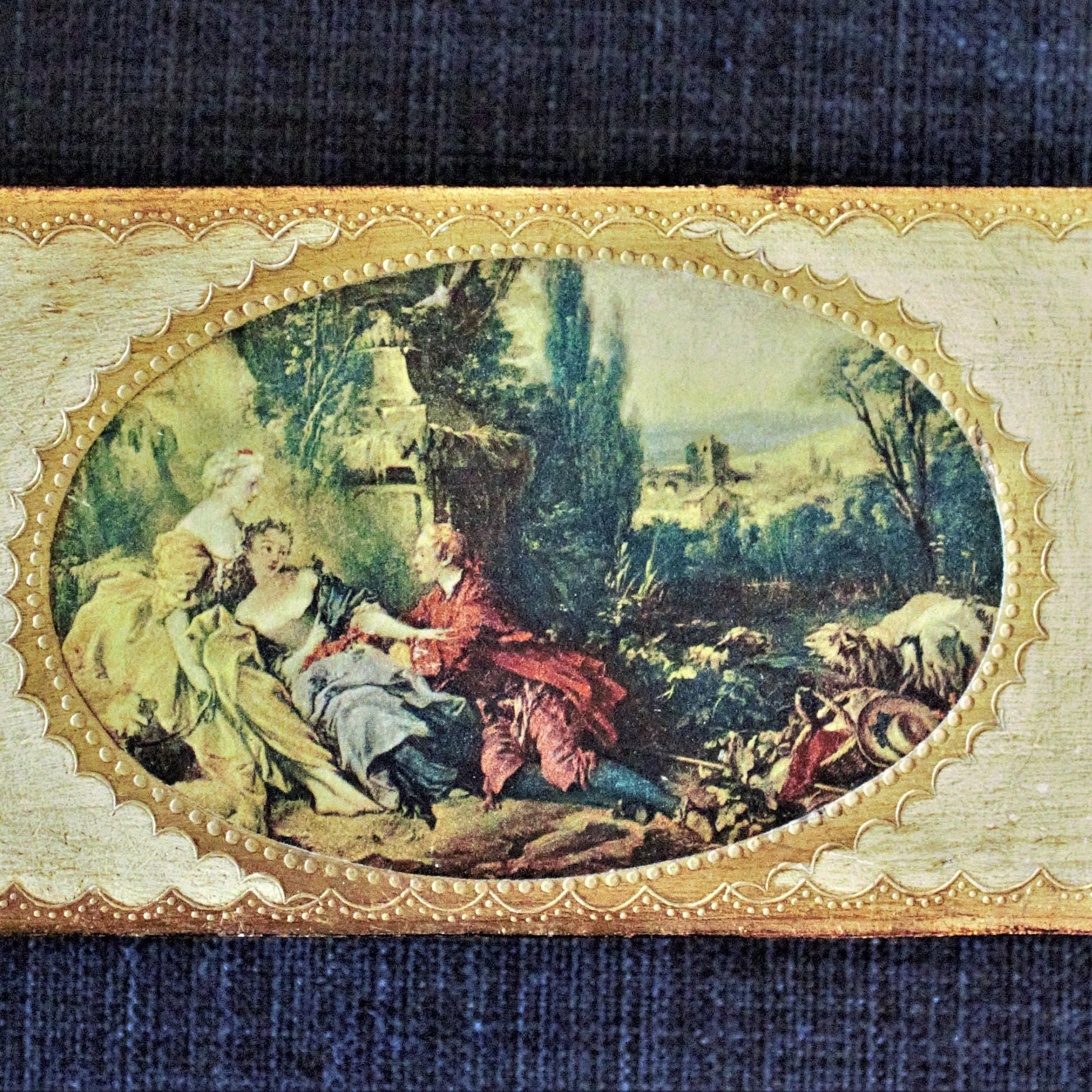 Vintage Florentine Jewelry Box: Hand Painted Italian Gilt Wood Trinket