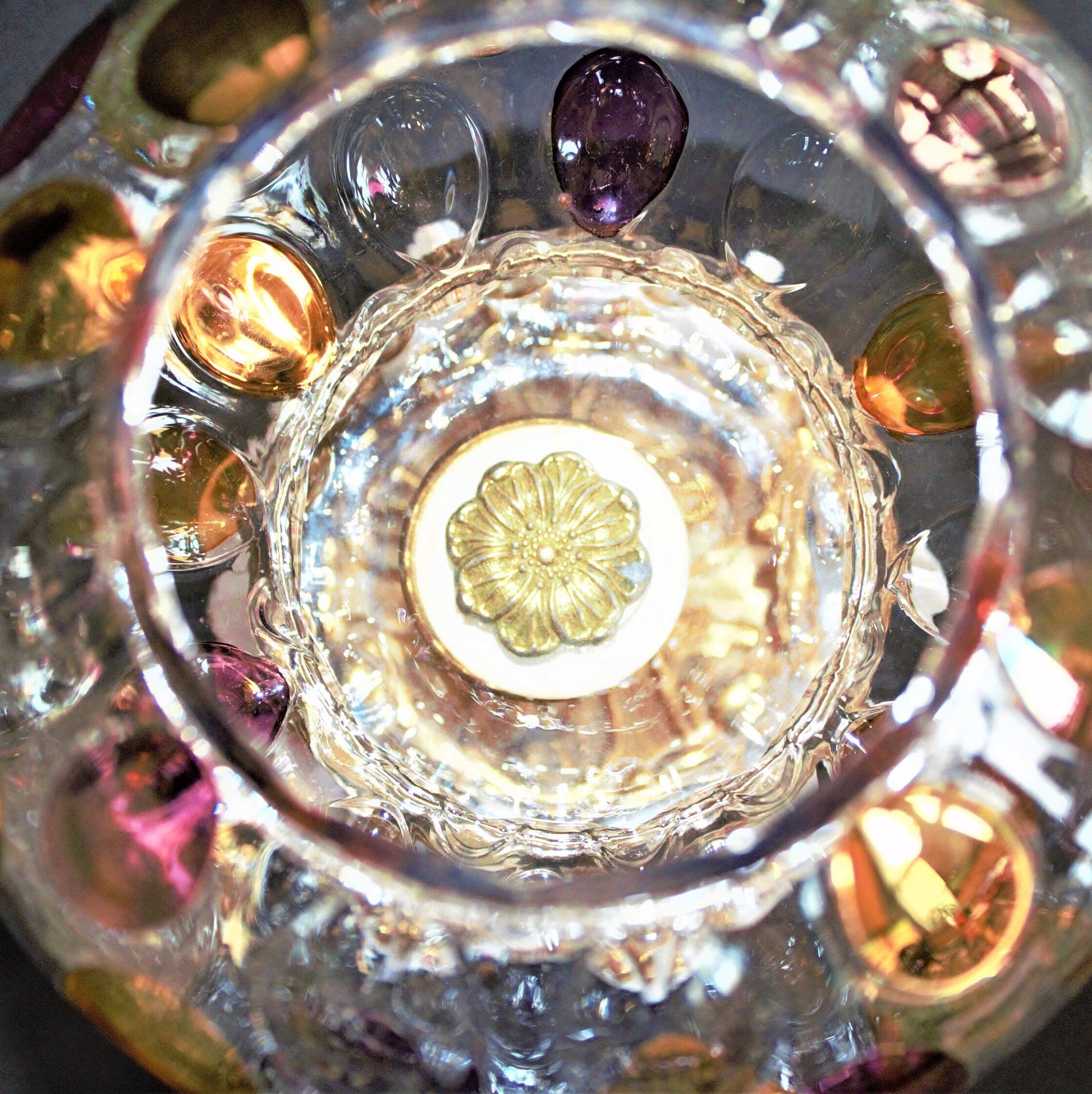 Rare Nemo Borske Sklo Cookie Jar: Gold & Pink Italian Glass, Marble Base