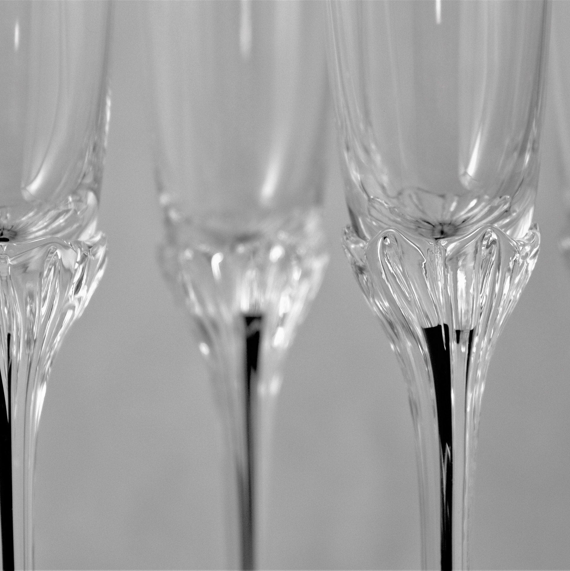 Belfor Crystal Cordial Glasses: Black Filament Stem, Set of 4