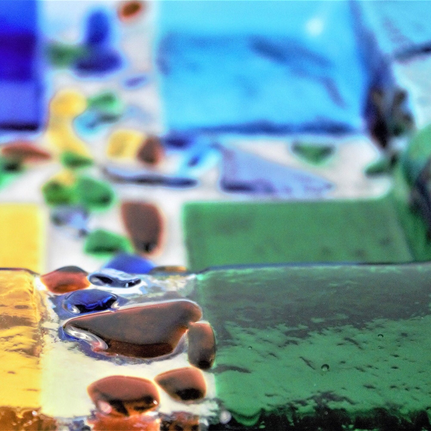 Colorful Fused Glass Serving Plate: Square Appetizer Platter